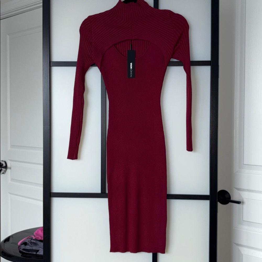 Fashion Nova Elegant Ribbed Sweater Midi Dress